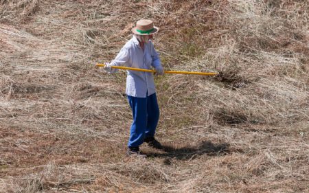 Klimawandel Dürre Bäuerin in Feld